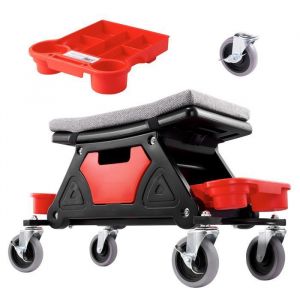 Tabouret De Mécanicien - Duoku - Blc9010 - Capacité 136 Kg - 3 Plateaux À Outils - Support À Roulettes