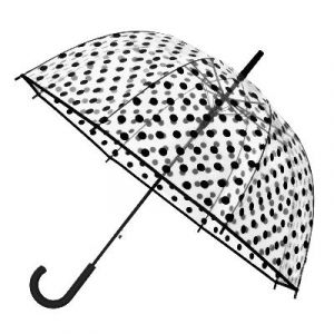 Parapluie transparent avec ouverture automatique cloche - Imprimé pois transparent/noir