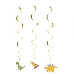 SUSPENSION 3 SPIRALES DINOSAURE PARTY 85CM Multicolore