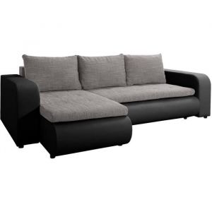 Image de Habitat et Jardin Canap&eacute; d'angle Gauche convertible -Brooklyn- 246 x 150 x 82 cm - 3 Places - Gris Noir Gris Noir.