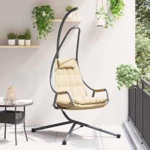 VidaXL Chaise Suspendue avec Support et Coussin Beige Acier