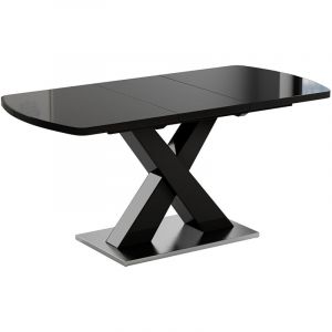 Vicco - table de salle &agrave; manger Chinto, Noir, 120 x 80 cm extensible