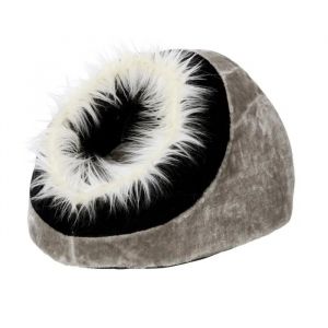 Panier Grotte Pour Chat Pasha Gris Et Noir