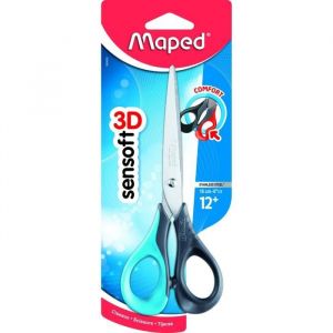 Maped Ciseaux SENSOFT 16 cm, anneaux souples, coloris unique BLEU, en blister- E-COMMERCE