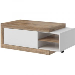 Table basse design extensible collection sinatra. Couleur chêne foncé et blanc mat. - Marron - Bois