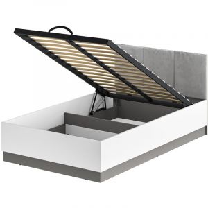 Lit coffre 120x200 sommier inclus Luor Blanc