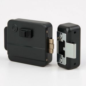 Dom Serrure electrique 12V reversible en applique cylindre exterieur et bouton interieur