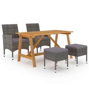VidaXL Ensemble de salle à manger de jardin 5 pcs Gris