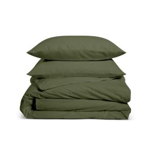 Bleu C&acirc;lin Parure de lit unie 100% Percale de coton - Kaki - 140x200cm Kaki