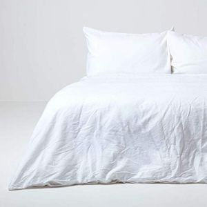 Parure housse de couette en lin lavé et taies d'oreiller Blanc – 240 x 220 cm