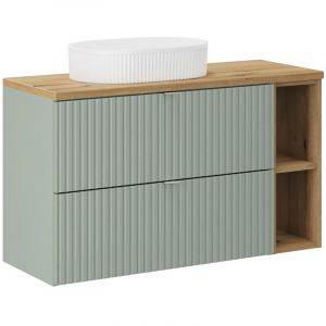 Petits-meubles - Meuble simple vasque 100cm 2 tiroirs 2 niches Jade Vert et Bois