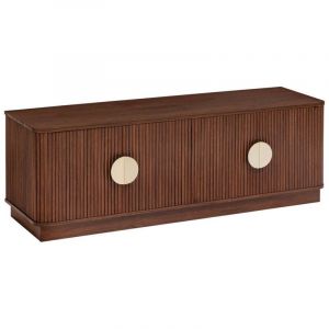 Atmosphera Meuble bas 4 portes 2 étagères Wany marron 140x40cm créateur d'intérieur