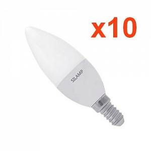 Image de Silamp Ampoule E14 LED 8W 220V C37 180 (Pack de 10) - couleur eclairage : Blanc Chaud 2300K - 3500K