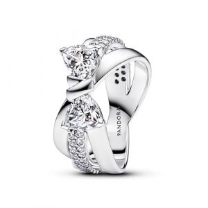 Pandora Bague pour femme avec nœud scintillant croisé en argent 193553C01, Argent sterling, Zircone cubique