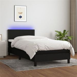 VidaXL Boxspring met matras en LED stof zwart 90x190 cm3133039