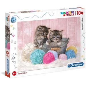 Clementoni PUZZLE 104 pièces - Chatons et pelotes - 48 X 33 cm