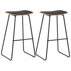 VidaXL Tabourets de bar avec sièges en similicuir 2 pcs Noir Acier