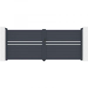 Portail battant 3,5m CIMONE 350 x 140cm aluminium gris