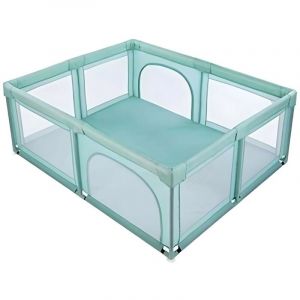 Mini parc de jeux 120x120 cm vert pour bébé avec double entrée