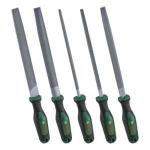 Bosch Set de 5 limes (en m&eacute;tal, robustes : limes ronde/demi-ronde/plate/triangulaire/carr&eacute;e ; acier au carbure dur ; longueur de manche 200 mm ; course moyenne 2 ; Softgrip)