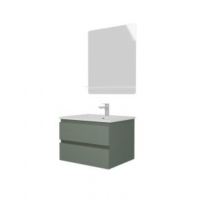 Mob-in - Ensemble meuble simple vasque 60 cm + robinet pixe + miroir sorrento