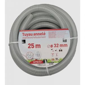 Spido Centrale Brico Tuyau pvc Armé Souple – 7 m – ø 32 mm – Flexible Renforcé à Spirales pour Aspiration et Refoulement