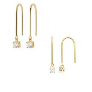 Boucles D'oreilles Pendantes - Bijouxia - Oxyde De Zirconium - Plaqu&eacute; Or 18 Carats - 2 Cm - 3 Mm