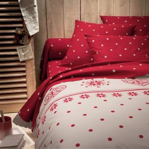 Housse de couette pur coton, Edelweiss Beige / Rouge Taille 260X240 cm;240X220 cm;200X200 cm