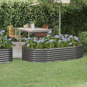 VidaXL Jardinière de jardin Acier enduit de poudre 175x100x36 cm Gris
