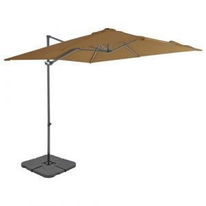 VidaXL Parapluie de jardin de 250 cm avec base portable taupe en aluminium et acier