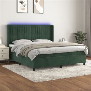 VidaXL Sommier À Lattes De Lit Matelas Et Led Vert Foncé 180x200 Cm