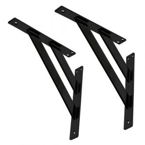 ML-Design Lot de 2 Supports d'Étagère, 240 x 240 mm, en Aluminium, Noir, Double, Style