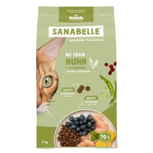 Sanabelle No Grain avec poulet et myrtilles sans céréales pour chat 2 x 2 kg