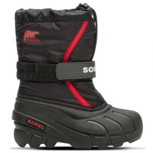 Sorel Bottes d'Hiver Unisexes pour Enfants, Childrens Flurry, Noir/Rouge (Black/Bright Red), Taille : 31
