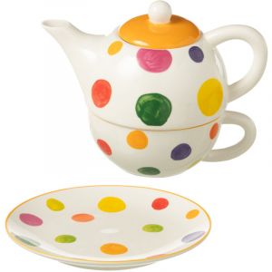 Ensemble Théière Égoïste En Porcelaine À Pois Multicolores