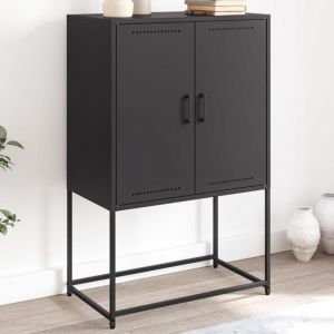 VidaXL Buffet haut noir 68,5x38,5x107 cm acier, buffet, placard, armoire latérale, armoire, armoire de rangement, armoire haute, meuble de salon