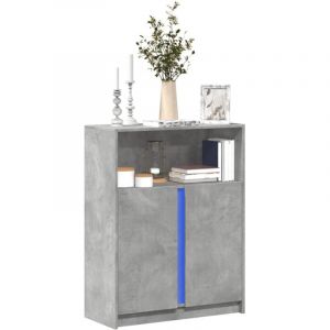 VidaXL Buffet avec LED gris béton 77x34x100 cm bois d'ingénierie, meuble de rangement, meuble de rangement cuisine, meuble de rangement de salon