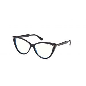 Tom Ford Femme FT5843-B 001 Lunettes anti-lumière bleue Plastique Noir Cat Eye Anti-lumière bleue