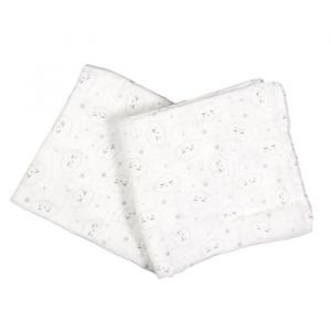 Lot De 2 Langes Pour Bébé "coton" 70x70cm Blanc Prix