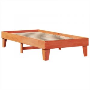 VidaXL Cadre de lit sans matelas cire marron 100x200cm bois pin massif, meuble de chambre à coucher, sommier, lit en bois, lit, lit simple