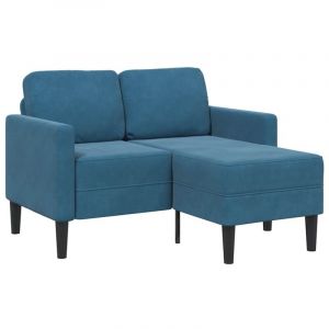 VidaXL Canapé 2 places avec méridienne en l bleu 125 cm velours