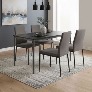 Mes Table &agrave; manger 120x70x75 cm noir et gris fonc&eacute; - MIRLEY