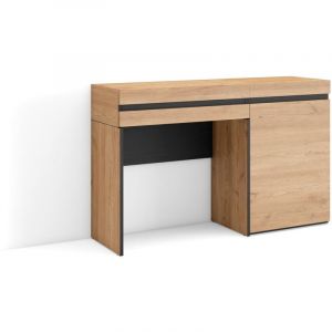 Skraut Home - Coiffeuse, Table maquillage, rangement, 121x75x35 cm, Avec tiroir, Chambre &agrave; coucher, Style moderne, Ch&ecirc;ne