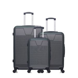 WAVE Lot de 3 valises grand format, weekend et cabine ABS SELENGA Gris Gris Fonce