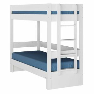 Pack lit superpose gigogne avec matelas Ravi Blanc 80x200 cm - Blanc