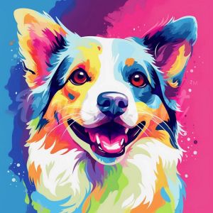 Mini broderie diamant : Chien Abstrait Pop Art - sans chassis en bois