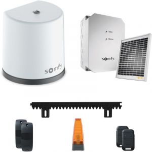 Somfy Motorisation de portail coulissant Freevia Essential Solaire - Pas de tranchée à prévoir - Autonome en énergie