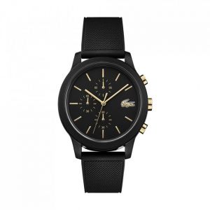 Lacoste Montre 12.12 2011012 - Montre Affichage Analogique Bracelet Silicone Noir Homme