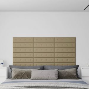 VidaXL Panneaux muraux 12 pcs Cappuccino 60x15 cm Similicuir 1,08 m² Cappuccino