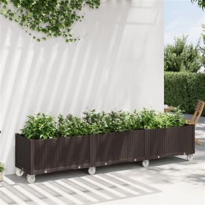VidaXL Jardinière à Roulettes, Lit Surélevé de Jardin avec Roues, Pot de Fleurs, Bac à Plantes, Boîte de Plantation Patio Terrasse, Marron PP 368000